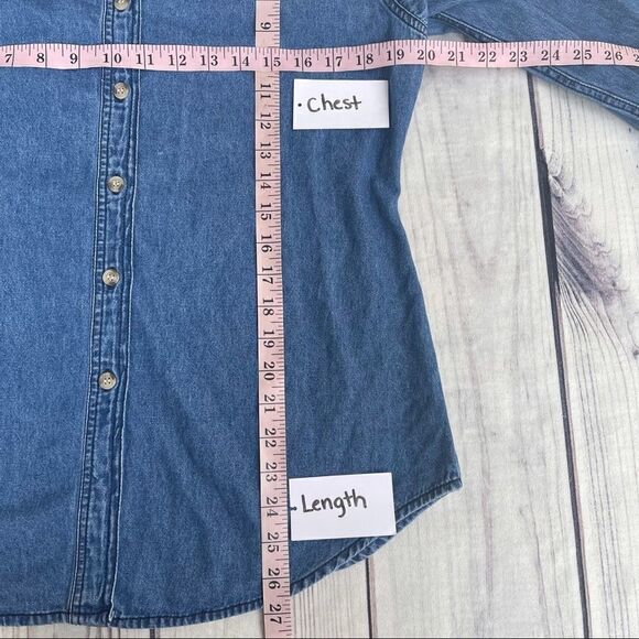 Solutions Denim Christmas Holiday Denim Button Up Shirt Embroidered Small Ugly - Picture 5 of 10